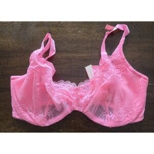 NWT Uncommon Sense 32DD Hot Pink Lace Unlined Bra 125882